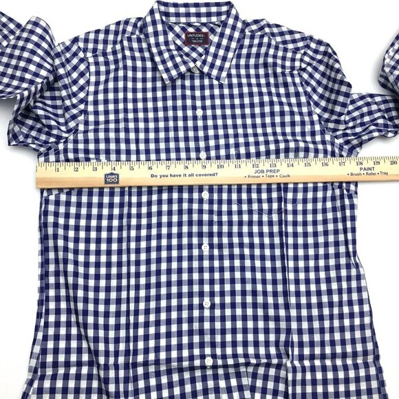 New UNTUCKit Women's Shirt Navy Blue & White Gingham Belleza Button Up size 4 - Picture 5 of 8